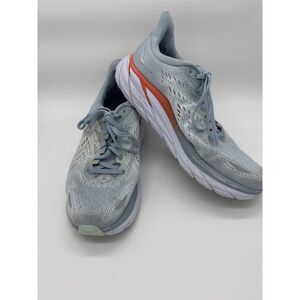 Hoka Clifton 8 Running Shoes Light Gray Orange Womens 9.5B
